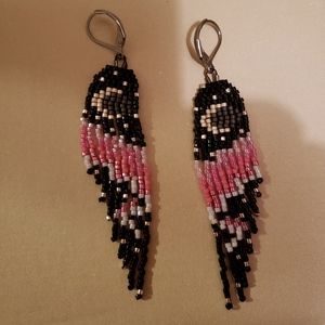 Fringe moon aura earrings